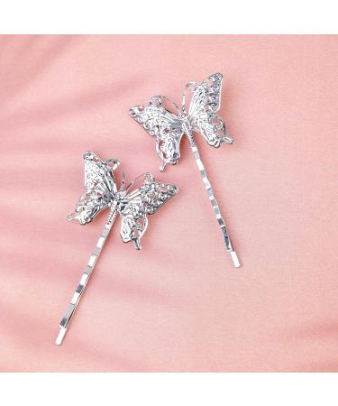 Yheakne Hollow Butterfly Hair Clip Pin Vintage Silver Hair Clip French Butterfly Retro Bobby Pins Decorative Hair Accessories for Women and Girls 2 Pieces - Buy Online on GoSupps.com
