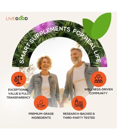 LIVEGOOD Liver Support Supplement for Liver Cleanse Detox Milk Thistle and Dandelion Root with Turmeric and Alpha Lipoic Acid for Overall Health (60 Count) - Buy Online on GoSupps.com