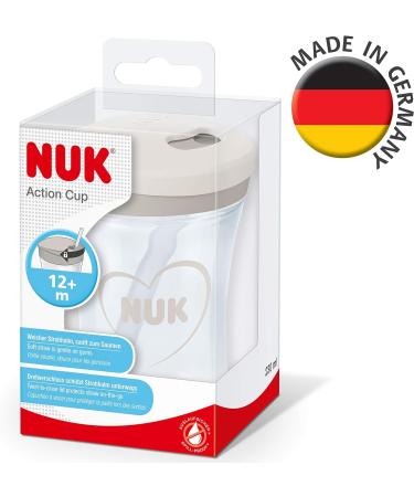NUK Action Cup Toddler Cup | Twist Close Soft Drinking Straw | Leak-Proof | BPA-Free | 230ml | Hearts (Neutral) | 2 Piece Set - Buy Online on GoSupps.com