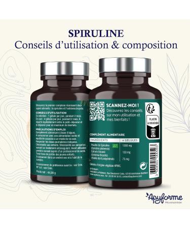Apyforme - Organic Spirulina - Formula Enriched with Arame Algae from Ecklonia Bicyclis - Nutritive and Antioxidant Double Action - 120 Capsules - Made in France - Buy Online on GoSupps.com