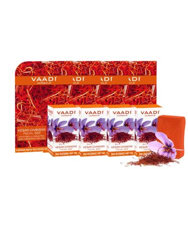 Vaadi Herbals Kesar Chandan Facial Bars - 4 Pack (25gm Each) - Orange Peel Extract - Nourishing & Brightening - International Shipping - Buy Online on GoSupps.com