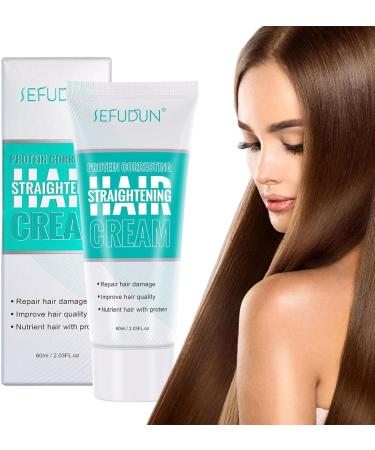  LINGJIONG Hair Straightening Cream 60ml Hair Straightening Cream for Curly Hair Nourishing and Smoothing Rapi - Buy Online on GoSupps.com