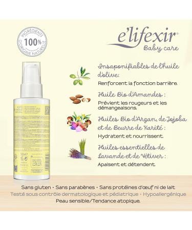 Elifexir Baby Care - Natural Massage Oil for Babies - Intensely Moisturizes Calms Relaxes - 100% Natural Ingredients - Use From Birth - Suitable for Sensitive Skin - 100 ml - Buy Online on GoSupps.com
