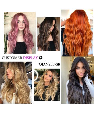QIANSEE 26-inch Pink Long Wavy Synthetic Wig for Women - Middle Part Curly Style, Heat Resistant Fiber, Natural Look - Ideal for Daily Use - Buy Online on GoSupps.com