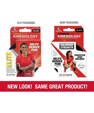 Mueller Sports Medicine Typhoon Elite Kinesiology Therapeutic Tape  Pre-Cut I-Strips  Black  20 Count - Buy Online on GoSupps.com