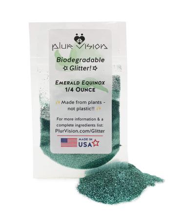 Emerald Equinox Biodegradable Glitter 1/4 Ounce - Made from Plant Cellulose, Earth Friendly. Perfect for Body, Cosmetics, Crafts, DIY Projects. Can be Mixed with Lotions, Gels, Oils, Face Paint 0.25 Ounce (Pack of 1) Emerald