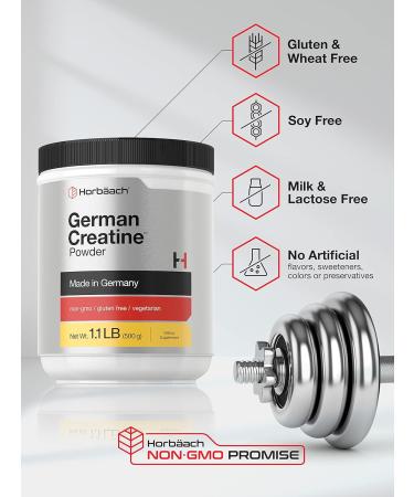 Horb ach German Creatine Powder 500g | Pure Creapure | Vegan Non-GMO Gluten-Free Supplement - International Shipping Available - Buy Online on GoSupps.com