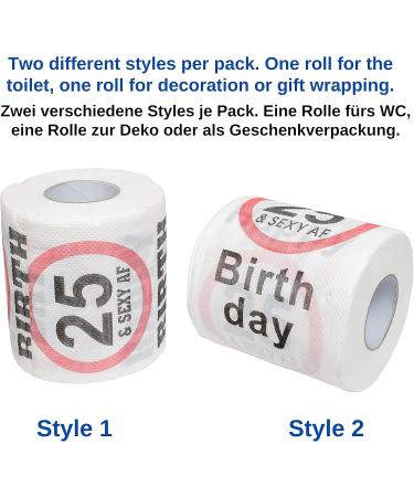 Happy 25th Birthday Klopapier - Funny Toilet Paper Gift & Decoration Pack | 2 Pack for Fun & Laughter - Buy Online on GoSupps.com