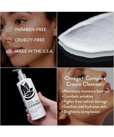 Microderm GLO Omega+ Complex Cream Facial Cleanser - Daily Face Wash & Makeup Remover for All Skin Types - Vegan & Paraben-Free - 6.7 Fl Oz - Buy Online on GoSupps.com