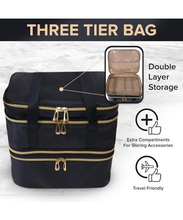 Nestcessity 3 Tier Nail Polish Organizer Case - Holds 70 Bottles - Leather Bag with Dividers - Ideal Storage for Nail Techs and Fits Nail Lamp - Buy Online on GoSupps.com