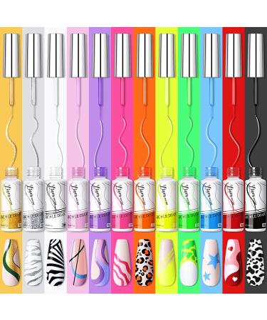 12 Colors Nail Art Gel Liner Set - Swirl Nails & French Manicure Polish with Thin Brush - Gift for Women & Girls - Buy Online on GoSupps.com