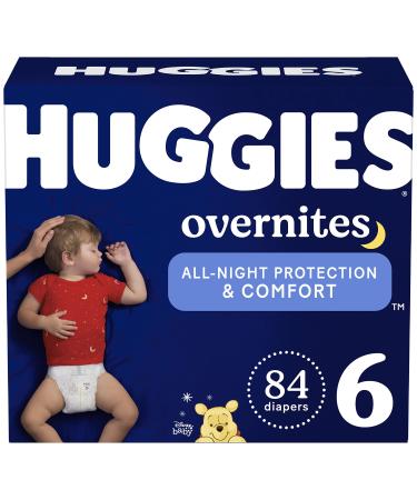Overnight Diapers Size 6 (35+ lbs), Huggies Overnites Nighttime Baby Diapers, 42 Diapers (Pack of 2), Total 84 Ct Size 6 (84 Count)