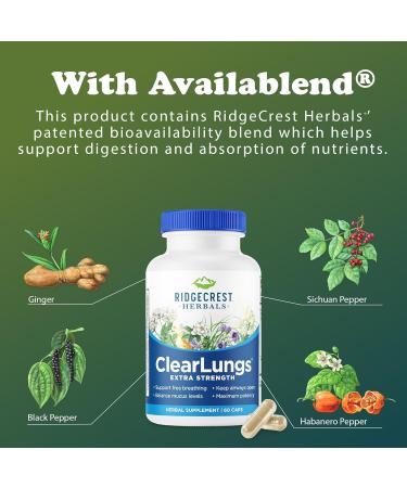 RidgeCrest Herbals ClearLungs Extra Strength - 60 Capsules - Buy Online on GoSupps.com