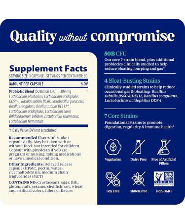 Enzymedica SubCulture Probiotics for Gas & Bloating 50 Billion CFU Supports Immune & Digestive Health Regularity & Gut Flora 30 Count - Buy Online on GoSupps.com