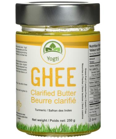 Yogti Made in Canada Turmeric Grass-Fed Ghee Quality Clarified Butter Fat from Pasture-Raised Cows Non GMO Lactose and Gluten Free 250 g