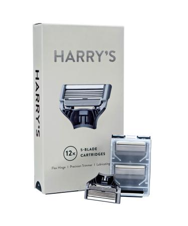 Harrys Razor Blades (3 Packs of 4) in Durable Hinged Water Friendly Travel Cases