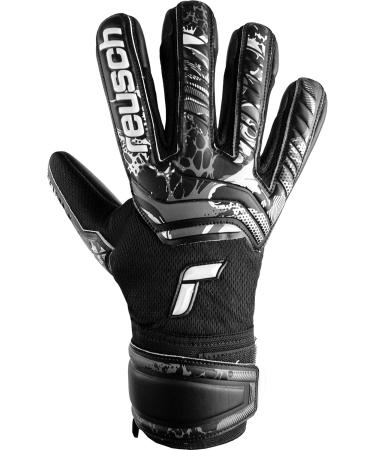 Reusch Attrakt Infinity Goalkeeper Gloves - Unisex Adult Black Size 9 | Superior Grip & Inner Seam Design - Buy Online on GoSupps.com