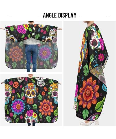 Kigai Skull Flowers Barber Cape | Professional Waterproof Hair Cutting Cape for Men & Women | Adjustable Snap Closure Hairdressing Cape - Buy Online on GoSupps.com