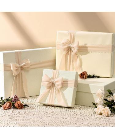 JEDIA Chiffon Ribbon Set for Gift Wrapping & Wedding Decor - 3 Rolls Champagne Beige Ribbon - 1.5 x 7Yd per Roll - Ideal for Bouquets, Invitations & DIY Crafts - Buy Online on GoSupps.com