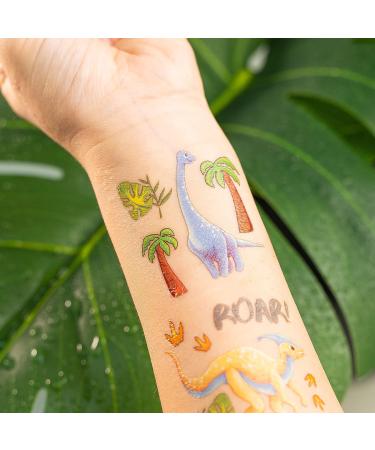 Dinosaur Temporary Tattoo Stickers - Mini Dino Designs for Birthday Parties - 12 Sheets, 98 Pcs - Kids and Adults - Buy Online on GoSupps.com