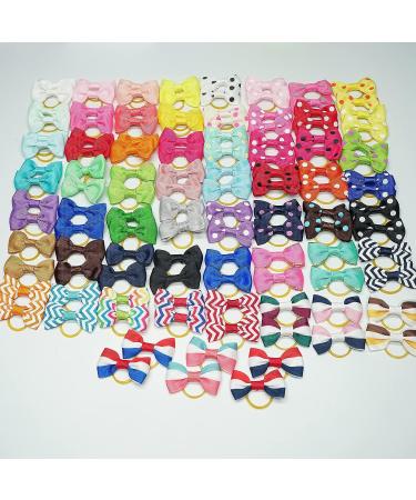 KANGAROO 120PCS Cute Puppy Dog Bow Hair Bows with Rubber Bands | Handmade Pet Grooming Accessories - Buy Online on GoSupps.com