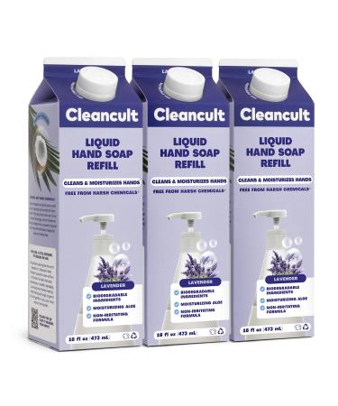 Cleancult Liquid Hand Soap Refill, Lavender, 16oz, 3 Pack - Coconut-Derived Hand Soap that Nourishes & Moisturizes - Liquid Soap Made with Aloe - Paraben & Phthalate Free