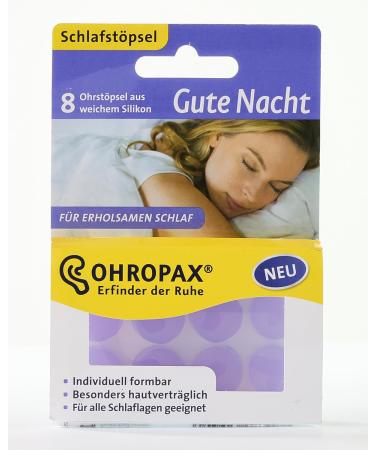 Ohropax Good Night Earplugs - Soft Silicone Noise Protection for Sleep - Individually Formable & Reusable - 8 Pieces - Buy Online on GoSupps.com