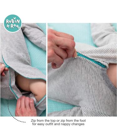100% Cotton Two-Way Zipper Baby Sleepsuit Unisex Onesie Romper 6-12 Months Grey/White/Mint Green - Buy Online on GoSupps.com