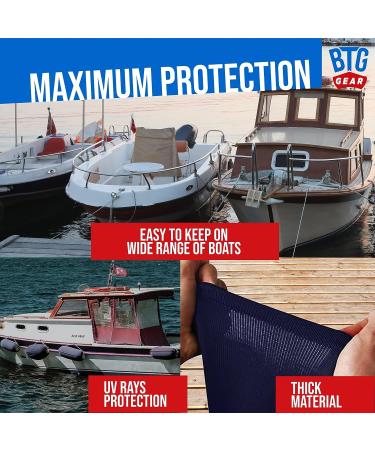 BTG Gear G5 Marine-Grade Fleece Boat Fender Covers Pair in Navy Blue - 8.8 x 26.8 Inches - Set of 2 - Buy Online on GoSupps.com