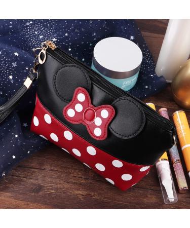 Yiwoo Cute Black Leather Makeup Bag - Travel Handbag with Zipper | Stylish Purse for Cosmetics - Buy Online on GoSupps.com