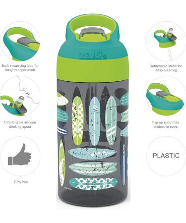 Zak Designs 16oz Kids Water Bottle with Straw and Carry Loop, Leak-Proof, Durable Plastic, 2 Pack, Multicolor - Buy Online on GoSupps.com