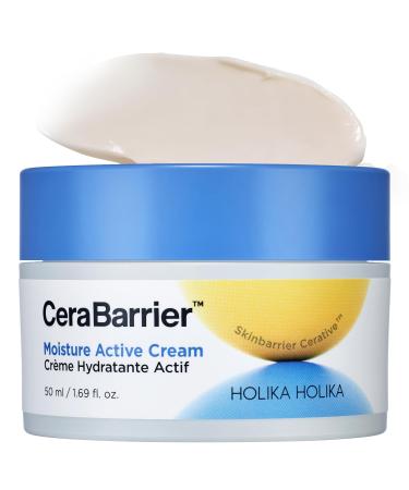 HOLIKA HOLIKA Cerabarrier Moisture Active Cream - Face Hydrating Barrier Repair - 5 Ceramide Complex Phytosterols Ectoin - Deep Moisture Lock Korean Skincare for Dry Sensitive Skin 1.69oz