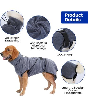 Happy Hachi Microfiber Dog Bathrobe Towel - Super Absorbent & Fast Drying for Small Medium Large Dogs & Cats | Washable Beach Towel (Gray M) - Buy Online on GoSupps.com