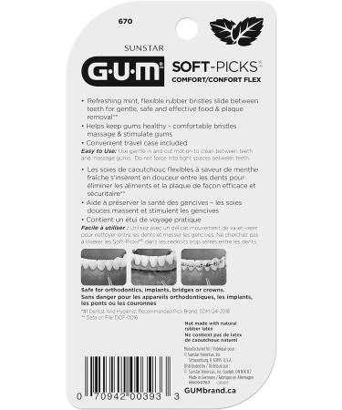 GUM Soft-Picks Comfort Flex Mint Flavoured Travel Case 64 picks Mint 64 Count (Pack of 1) - Buy Online on GoSupps.com