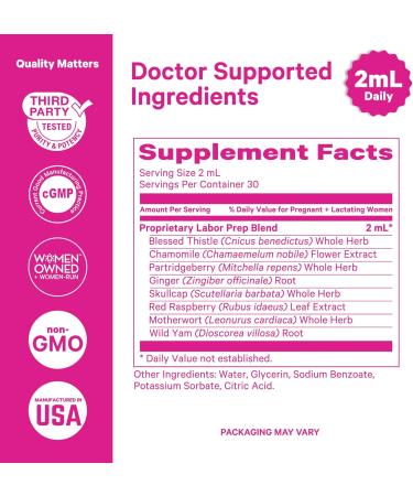 Pink Stork Labor Prep Tincture Red Raspberry Leaf Chamomile Ginger & 8 Herbs Third Trimester Pregnancy + Postpartum Recovery & Lactation Support 2 oz Herbal Supplement - Buy Online on GoSupps.com