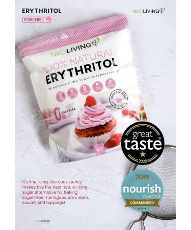 NKD Living Powdered Erythritol 1kg - Zero Calorie Icing Sugar - Buy Online on GoSupps.com