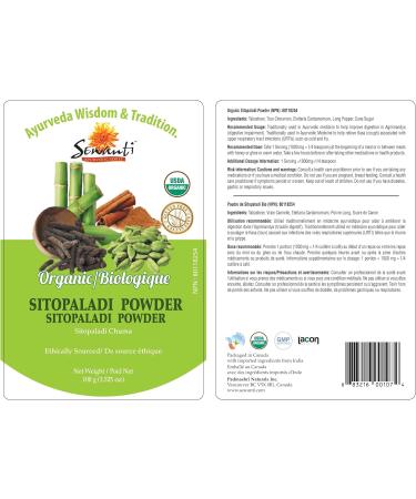 Sewanti Organic Sitopaladi Powder 100g/ NPN 80118254/ For Cough & Cold Indigestion - Buy Online on GoSupps.com