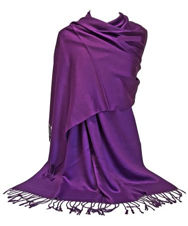 GFM Smooth Shiny Surface Pashmina Style Scarf (L9) L9-ghjmn-dark Purple