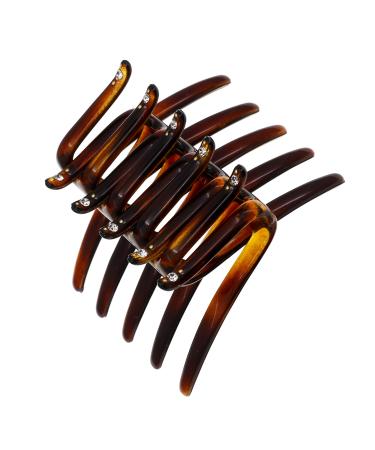 Camila Paris CP2634 French Two Sides Interlocking Comb  Tortoise Shell  for Ponytail or Hair updo  Strong Hold Grip Hair Clips for Women  No Slip Durable Styling Girls Hair Accessories  Made in France