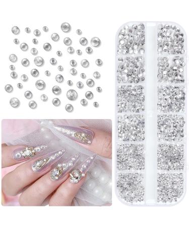 Asalle Nail Art Decorations Kit - 8 Boxes Rhinestones, Dried Flowers, Stickers, Glitter Sequins for Acrylic Nails - Buy Online on GoSupps.com