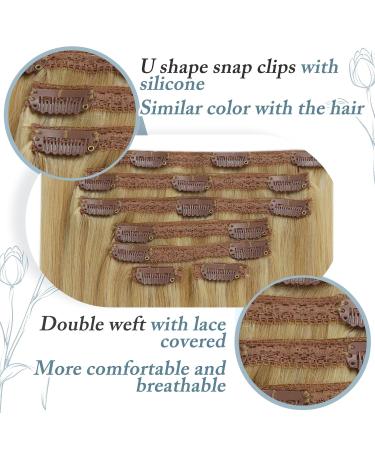 Runature Real Hair Clip Extensions - Gold Blonde & Light Blonde 16 Inch (40cm) 120g 7-Piece Remy Hair Clip-Ons - #16P24 - Buy Online on GoSupps.com