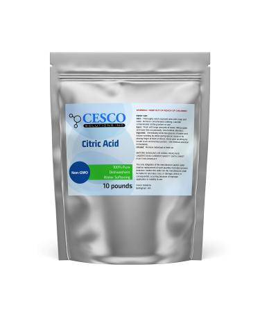 Cesco Solutions Citric Acid 100% pure  NON-GMO  anhydrous. Stand-up Resealable Pouch. Ideal for Household cleaning  Bath bomb and beauty DIY(10 lbs) 10 Pound (Pack of 1)