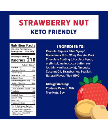 JiMMY! Keto Protein Bar - Strawberry Nut Flavor | 12 Count | Low Net Carb, Low Sugar, Gluten Free - Buy Online on GoSupps.com