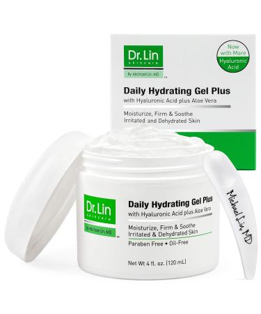 Dr. Lin Skincare Daily Hydrating Gel 4 Oz LARGE - Hydrate  Soothe & Repair Sensitive  Irritated  Dry  Aging & Oily Acne-Prone Skin  Hyaluronic Acid & Aloe Boost Water Cooling Refreshing Face Moisturizer  Lightweight  Oil...