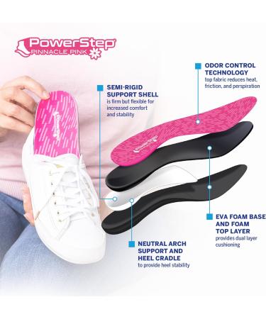 Powerstep Pinnacle Pink Arch Support Insoles for Women | Plantar Fasciitis Relief | Orthotic Shoe Inserts EU 37/37.5 - Buy Online on GoSupps.com