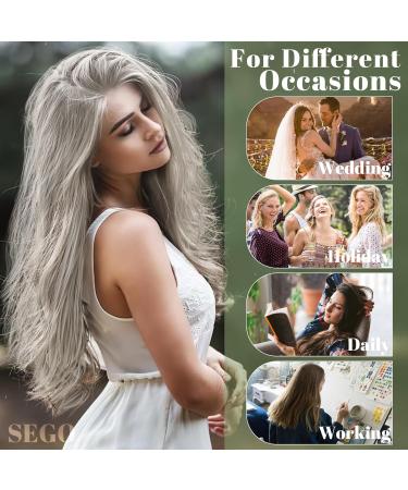 SEGO Invisible Wire In Hair Extensions With Adjustable Transparent Wire 4 Secure Clips Long Wavy Secret Hairpiece - 20 Inch Ash Blonde Mix Silver Grey 20 Inch Ash Blonde Mix Silver Grey - Buy Online on GoSupps.com
