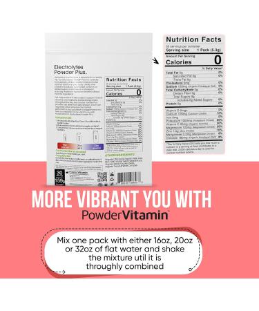 PowderVitamin Electrolytes Powder Plus, Keto, Watermelon, Sugar Free, 1000mg Potassium, 120mg Calcium, 120mg Magnesium, Non-GMO, Zero Calories, 30 Hydration Packets Watermelon 0.07 Ounce (Pack of 100) - Buy Online on GoSupps.com