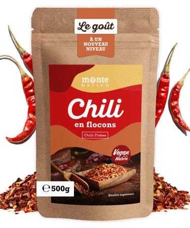 Flocons de Piment Monte Nativo (500g) - Piment en Flocons - pices aromatiques s ch es avec soin id ales pour Cuisiner et Assaisonner - Ar me et Go t intenses Flocons de piment 500 g (Lot de 1)