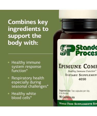 Standard Process Epimune Complex - Vegan Immune System Support - Respiratory & Immune Health Supplement with Maitake & Turkey Tail Mushrooms - Vegan Vegetarian & Gluten-Free - 90 Capsules - Buy Online on GoSupps.com