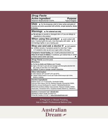 Australian Dream Arthritis Pain Relief Cream - Non-Greasy Topical Solution for Muscle & Joint Pain - 2 oz Tube - Buy Online on GoSupps.com